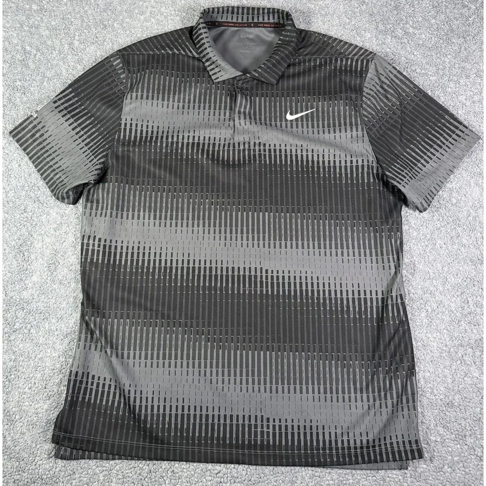 Nike Dri-Fit ADV Tiger Woods Mens Large Gray The Woods Jupiter Polo Shirt DN2237